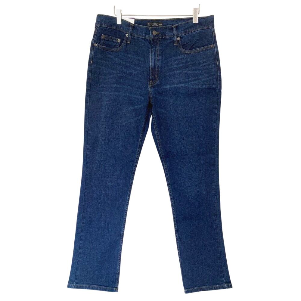 Members Mark Mens Jeans 36x34 Straight Fit Premium‎ Stretch Dark Wash Blue NEW